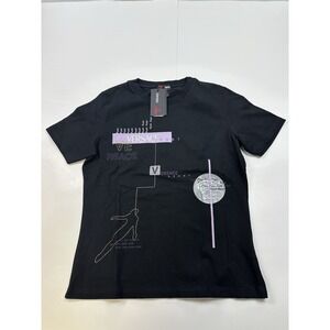 Vintage Versace Sport T Shirt Women 2XL Black Graphic Short Sleeve 2002 Y2K